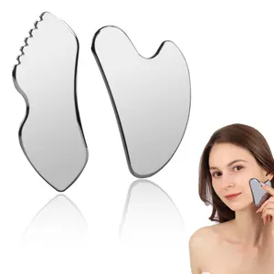 2Pcs Stainless Steel Gua Sha Facial Tools Set, Metal Face Comb Detail Skin Care Tools, Body and Face Gua Sha for Tighten Skin Lymphatic Drainage Comfort