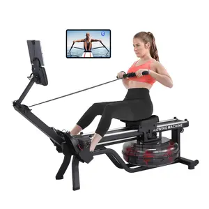 380 Lbs Capacity Water Rowing Machines for Home, Foldable Rower Machine with Led Digital Monitor, Wide Ergonomic Seating & App Compatible, for Gym Exercise the Upper Body Workout