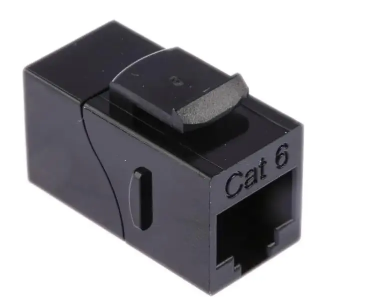 Zoobla - CAT6 UTP Ethernet Coupler, Keystone Jack Female-to-Female Inline Connector for UTP CAT6 Network Cable – Black (Pack of 10)