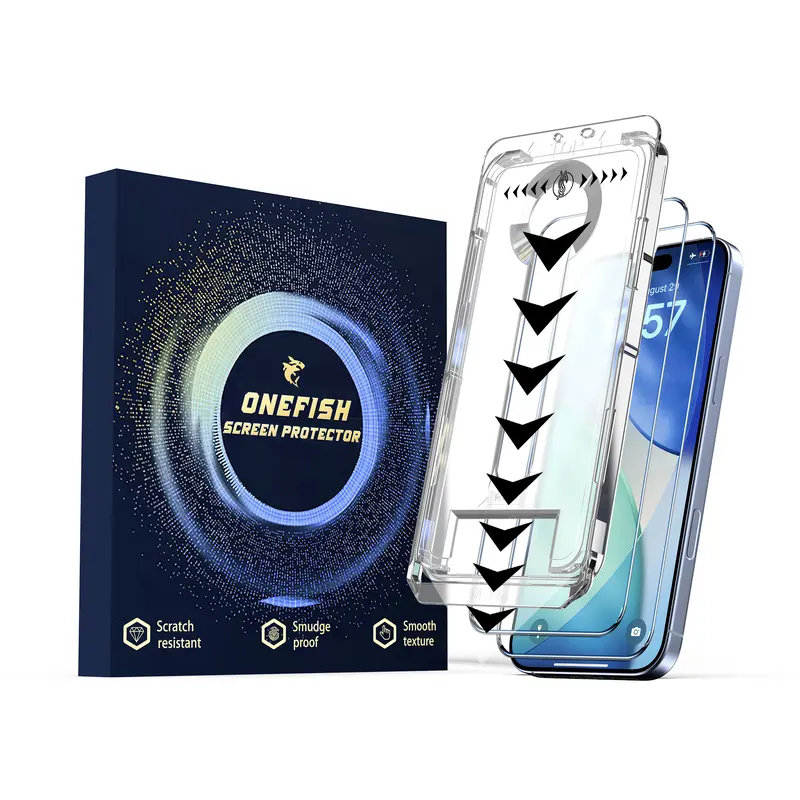 One Fish Screen Protector 2 Pack, for iphone,Samsung,Crystal Clear, Scratch-Resistant, Ultra-Smooth Touch, Privacy Protection, Easy Installation.