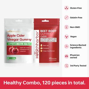 Healthharbor Apple Cider Vinegar & Beet Root Gummies – Digestive Support, Antioxidant Boost, & Healthy Aging – Vegan & Gluten-Free (120 Gummies) Edible Seed Healthcare Dietary