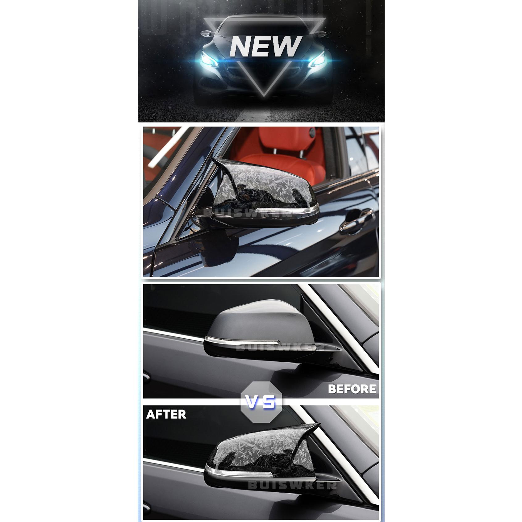 Sensefull 2 pieces Rearview Mirror Cover Cap Carbon Black for BMW Series 1 2 3 4 X M 220i 328i 420i F20 F21 F22 F23 F30 F32 F33 F36 X1