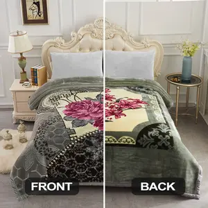 11 lbs Weight,Winter Blanket King Size 85" x 93",Heavy Silky Soft and Warm, 2 Ply A&B Printed Raschel Bed Blanket