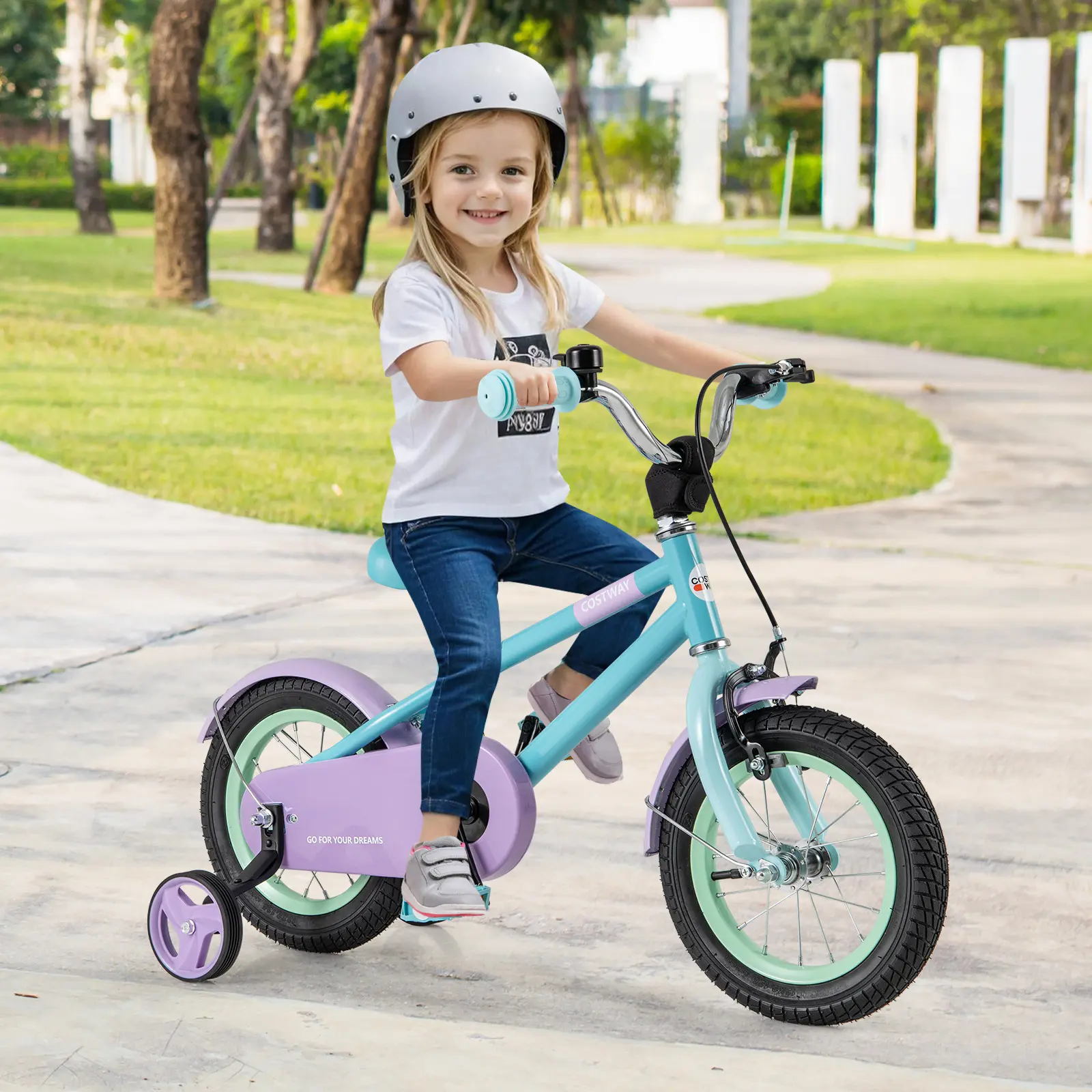 COSTWAY - Kids Bike with Adjustable Handlebar and Saddle Purple-12 Inches COSTWAY - Kids Bike with Adjustable Handlebar and Saddle Purple-12 Inches