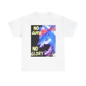 No Guts No Glory dragon T-Shirt | Neon wolf dragon illustration