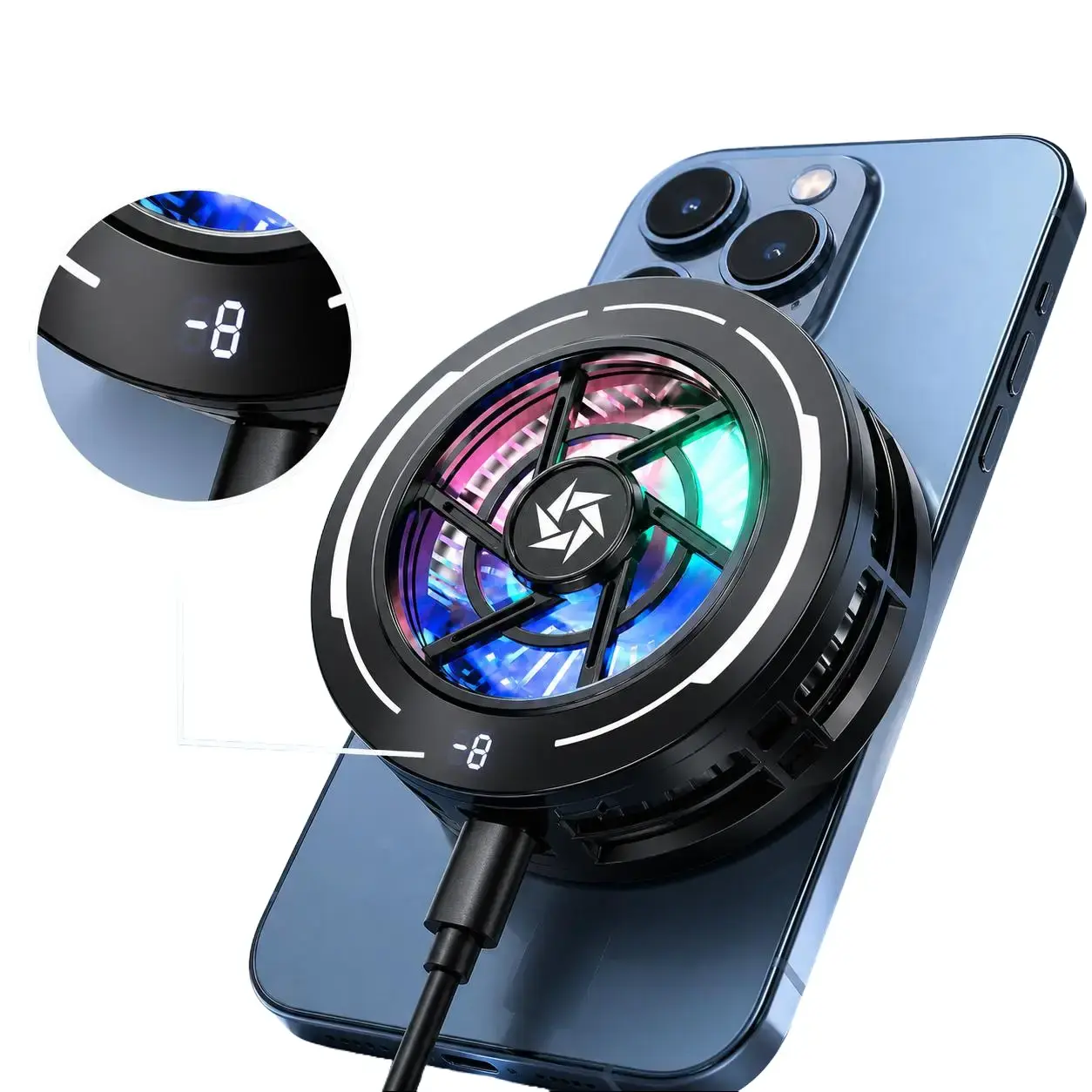 RGB Magnetic Mobile Phone Cooling Device, Compact Gaming Phone Cooler with Smart Temperature Control, Digital Display, Low Noise Control for iPhone, Android & iPad,back to school,back to school haul