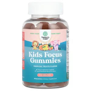 Nature's Craft Kids Focus Gummies, Tropical Fruits, 90 Gummies