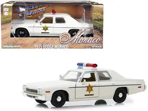 Greenlight 1:24 1975 Dodge Monaco Hazzard County Sheriff – White – Law Enforcement Diecast Model Car