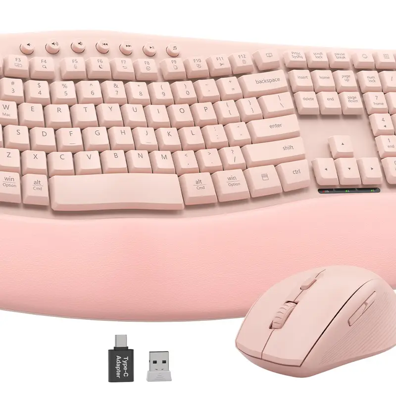 SABLUTE MA41 Quiet Wireless Keyboard & Mouse Combo 2.4G Ergonomic Wave Keys with Cushioned Palm Rest 3 DPI Adjustable Silent Mouse for Computer Laptop Windows (non-bluetooth) tiktokshopbacktoschool