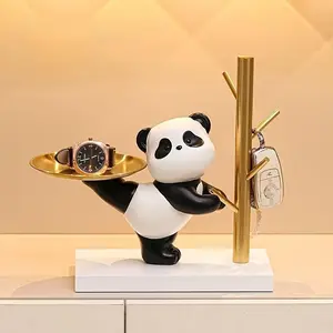 A Stylish Panda-Shaped Resin Tray with a Metal Base, Perfect for Jewelry Storage And Bedroom Decoration, Making It an Ideal Gift for Elders, Friends, And Teachers