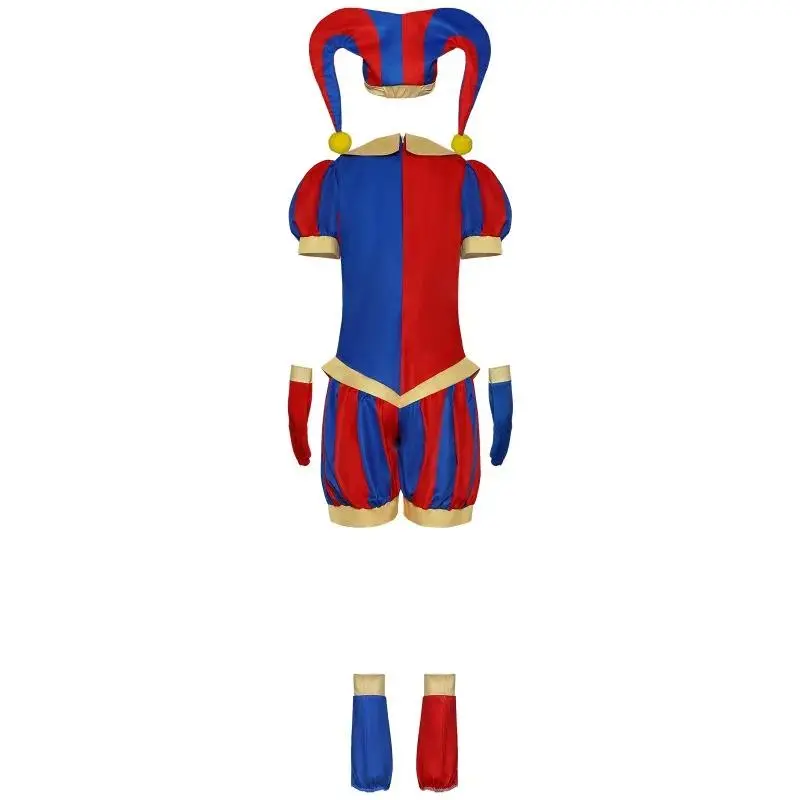 Pomni Cosplay Jumpsuit with Hat AShoes Cover Gloves Magical Virtual Circus Outfits for Halloween Carnival Circus Pomni Costumes