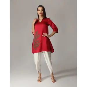 Iro Cherry Short Kurta With Dhoti Pants