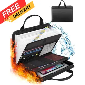 Important Document Organizer Folio Accordion File Organizer Fireproof Expanding File Folder Storage Box with Zipper Labels 13 Pockets for Business Office Receipt Travel