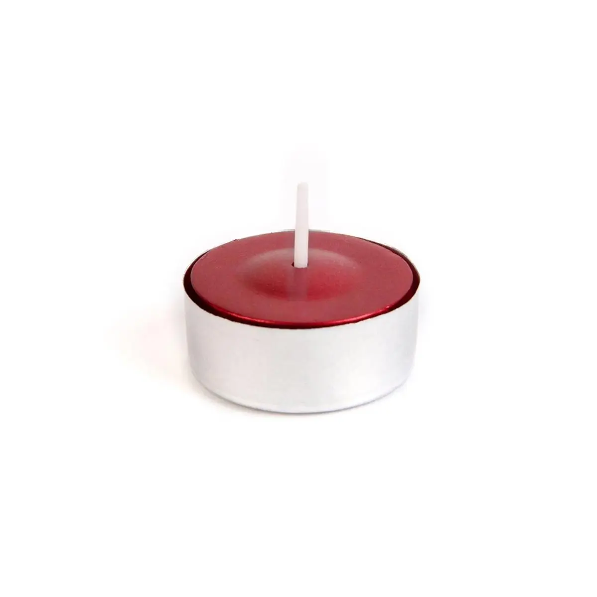 Metallic Red Tea Light Candles (50-Piece) - Hand Poured DIY Candle Making Supplies, 0.75" H x 1.5" D, 4hr Burn Time, Impressive Design Home Decor Gift for DIY Enthusiasts