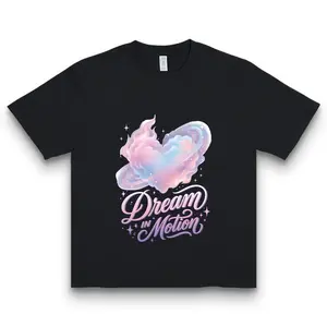 Dream In Motion' Nebula Heart Planet Print T-shirt Dreamy Edgy Style Casual Top
