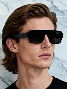 Men's Fashion Geometric Frame Sunglasses with Colored Lenses, Lightweight Casual Travel Accessory, Daily Wear Sun Glasses, Trendy Casual Sunglasses