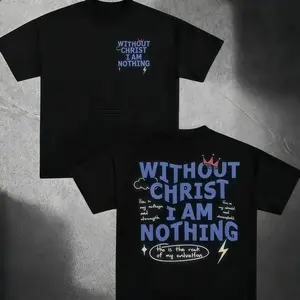 FEEGO Men's Boxy Fit Round Neck T-shirt Christian Faith Letter Print Casual Streetwear Short Sleeve White Top for Daily Wear All Seasons  Crewneck Tshirt funny graphic tee funny t shirt christian clothing