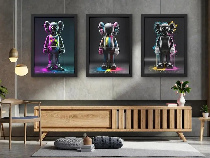 KAWSS Hypebeast Graffiti Wall Art – Set of 3  Urban Street Art Decor, Printable Pop Art