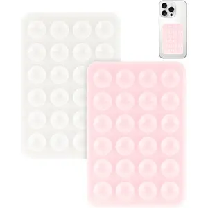 2 Pack  Suction Phone Case Mount, Silicon Adhesive Smartphones Stand Sticky, Non Slip Suction Cup, Hands-Free Phone Accessories Holder for Selfies and Videos Light  & White