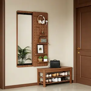Wall Mounted Full Length Mirror with Shelf – 47.6 Inch Push Pull Sliding Mirror, Space Saving Wall Mirror with Hooks for Bedroom – Mirrors Full Length Home Essentials