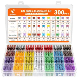 300 pieces of car fuse mixed assortment kit, including 160 miniature chip fuses+90 standard size fuses+50 micro size fuses+fuse extraction tool - suitable for RVs, campers, boats, and trucks