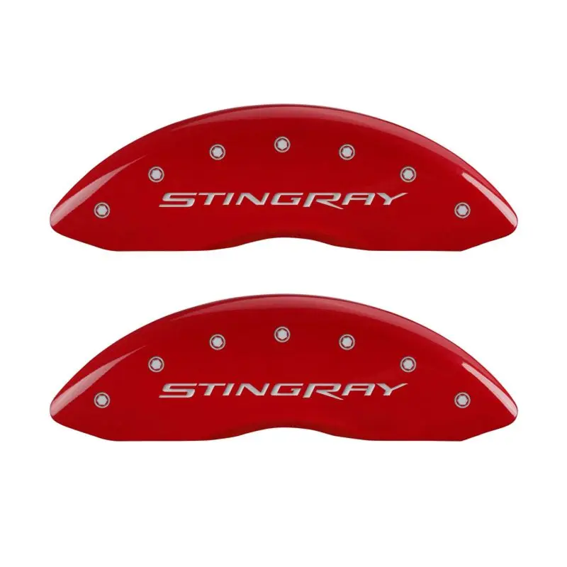 MGP 4 Caliper Covers Engraved Front & Rear Stingray Red finish silver