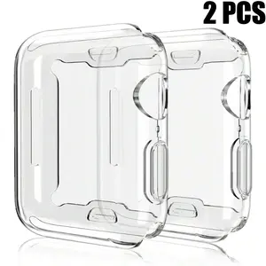 2pcs/set Men Women TPU Full Cover Ultra Thin Watch Case,Anti-drop Casual Screen Protector Cover, Smart Watch Accessories, For Apple Watch Case 38/40/41/42/44/45/46/49mm, For Apple Watch Series Ultra/SE/11/10/9/8/7/6/5/4/3/2/1, Smartwatch Accessories