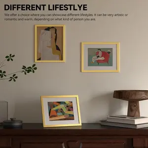 8.5x11 Picture Frame Gold, Gold Picture Frames Display Photos 6x8 with Mat or 8.5x11 Without Mat, 1 Pack Plastic Frame for Wall & Tabletop for Home Decor