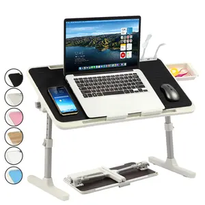 SummerVibes PHANCIR Adjustable Lap Desk with 3 USB Ports , Laptop Stand Bed Tray with Mini Fan/Light, Foldable Laptop Desk with Storage Drawer