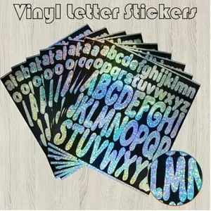 Shiny Letter Vinyl Sticker, Self-Adhesive Decorative Decal for Cups, Water Bottles, Plastic Surfaces, A-Z Letters, Durable Adhesion