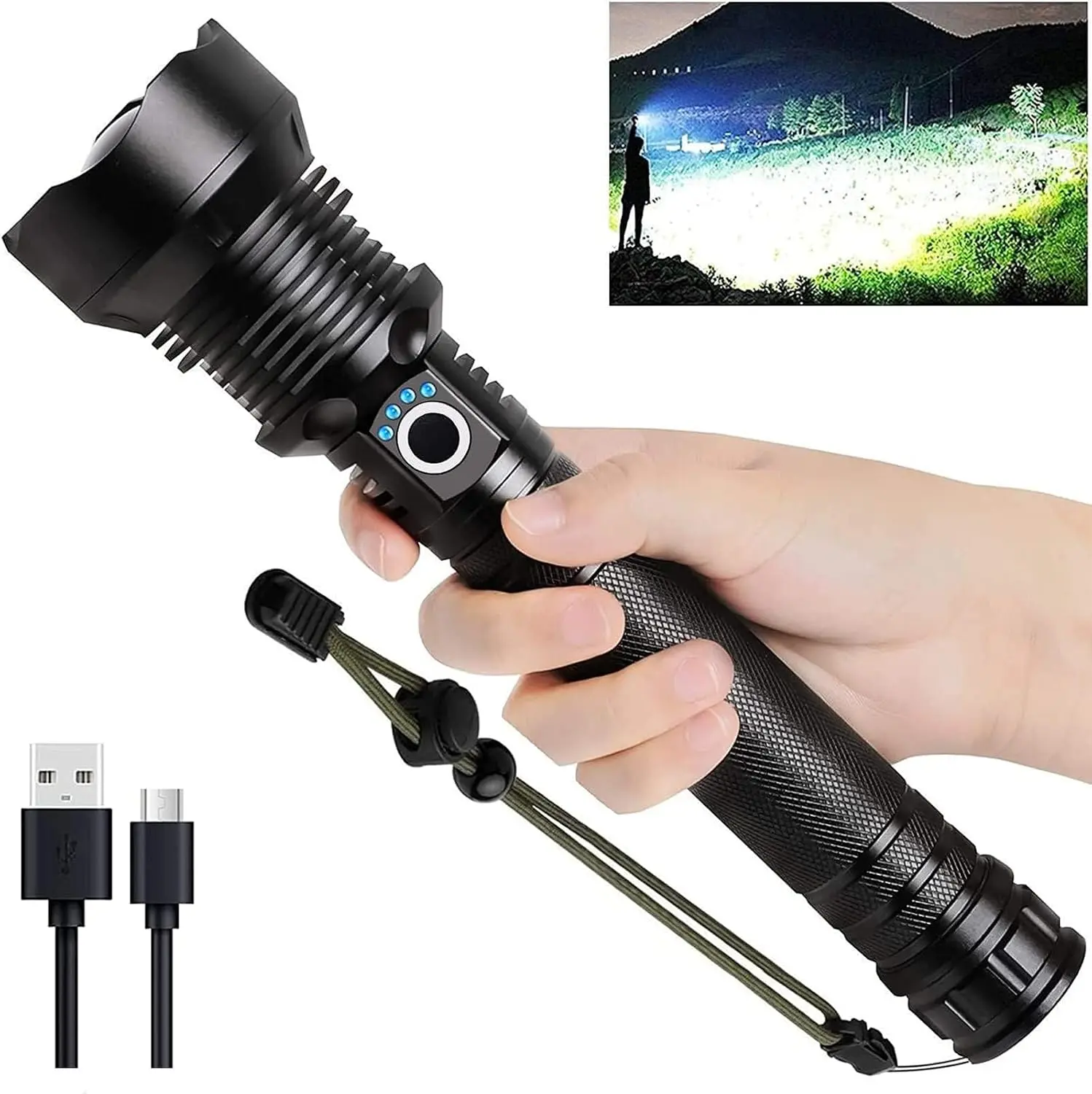 Flashlight Rechargeable 90,000 High Lumens - 3 Pack Bright LED Flash Light with 5 Modes, Handheld Waterproof Linterna for Camping, Home, Outdoor