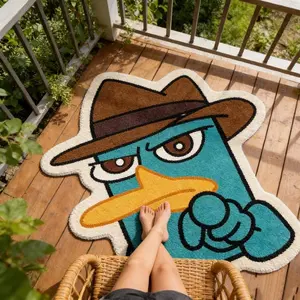 Funny Cartoon Irregular Plush Rug, Cute Duck Creative Bedroom Decor Mat, Soft Comfortable Foot Pad for Living Room Bedside Game Room, Abstract Rugs