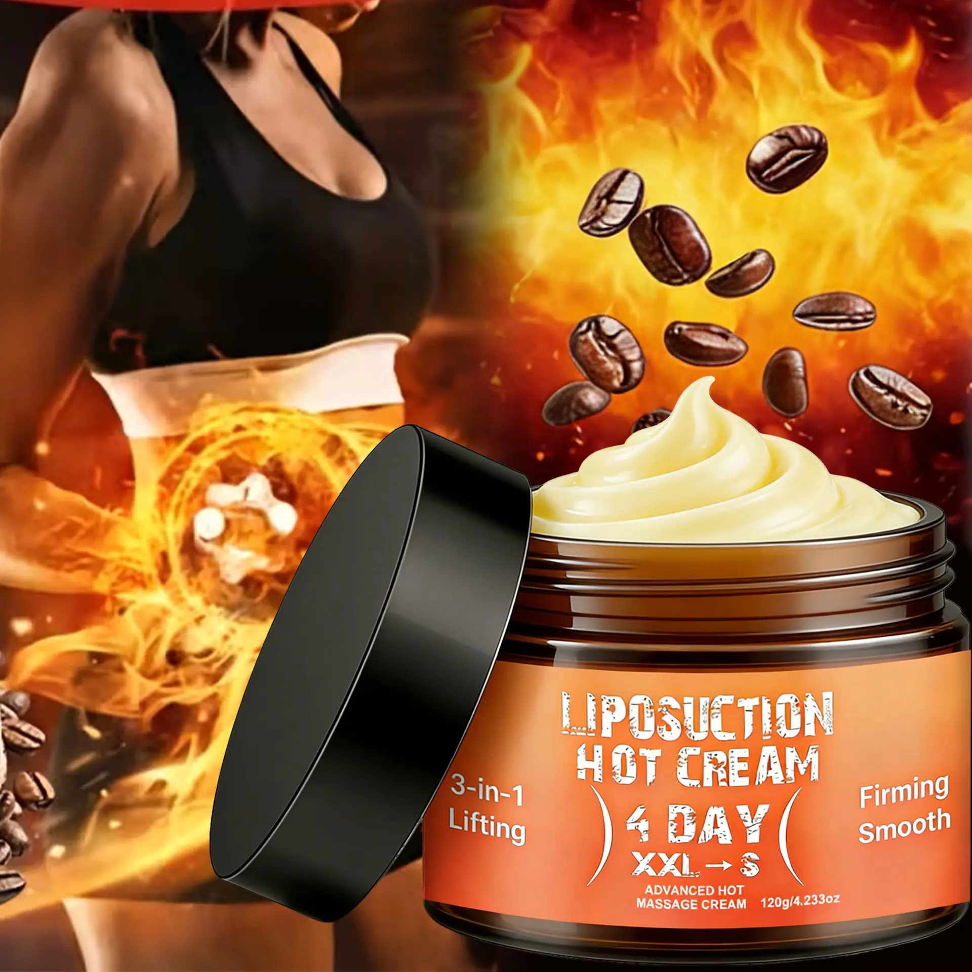 Heating Sculpting Cream 120g Body Care | Body Shaping Cream | Belly Firming Cream | Heating Massage + Firming & Lifting + Smoothing Skin | Use as a warm-up before exercise or for daily massage to sculpt a firm waist and abdomen
