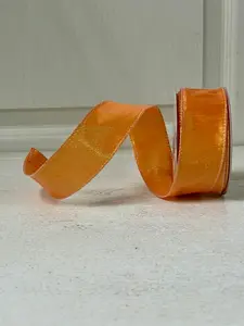 1.5 Inch By 10 Yard Tangerine Iridescent Metallic Ribbon