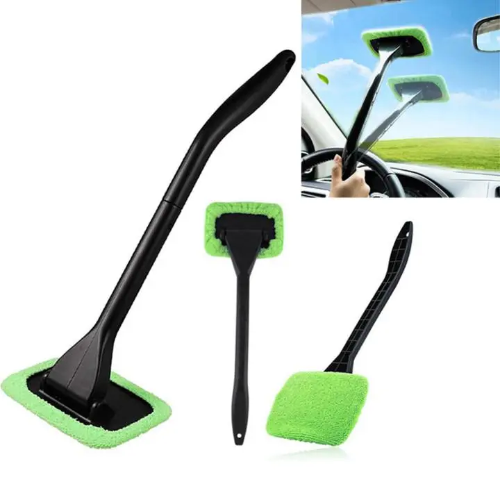 Automotive Window Cleaning Tool, 1 Count Detachable Handle Car Window Cleaning Brush with 1 Replaceable Cloth, Car Cleaning Kit, Car Wash Accessories