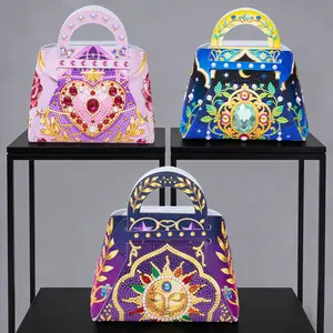 DIY Diamond Painting Vintage Clutch - Crystal-Encrusted PU Party Bag with Cosmetic Storage, Handcrafted Evening Accessory for Prom, Birthday & Valentine's Gift