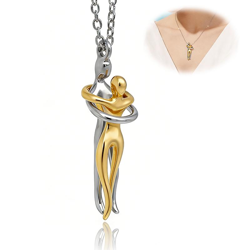 Couple Hug Necklace for Women – Romantic Christmas Gift from Boyfriend or Husband | Ready Gift Box & Love Note | Anniversary, Birthday Jewelry