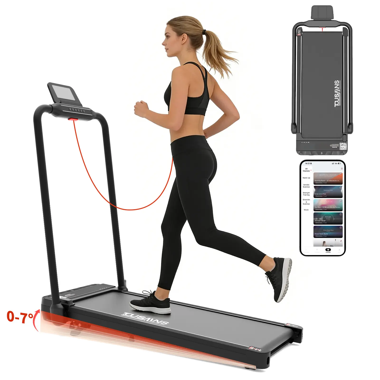 [New deals] TOUSAINS 2-in-1 Folding Treadmill with Incline & Handrail, Under Desk Walking Pad for Home Office, Quiet Brushless Motor, Remote Control