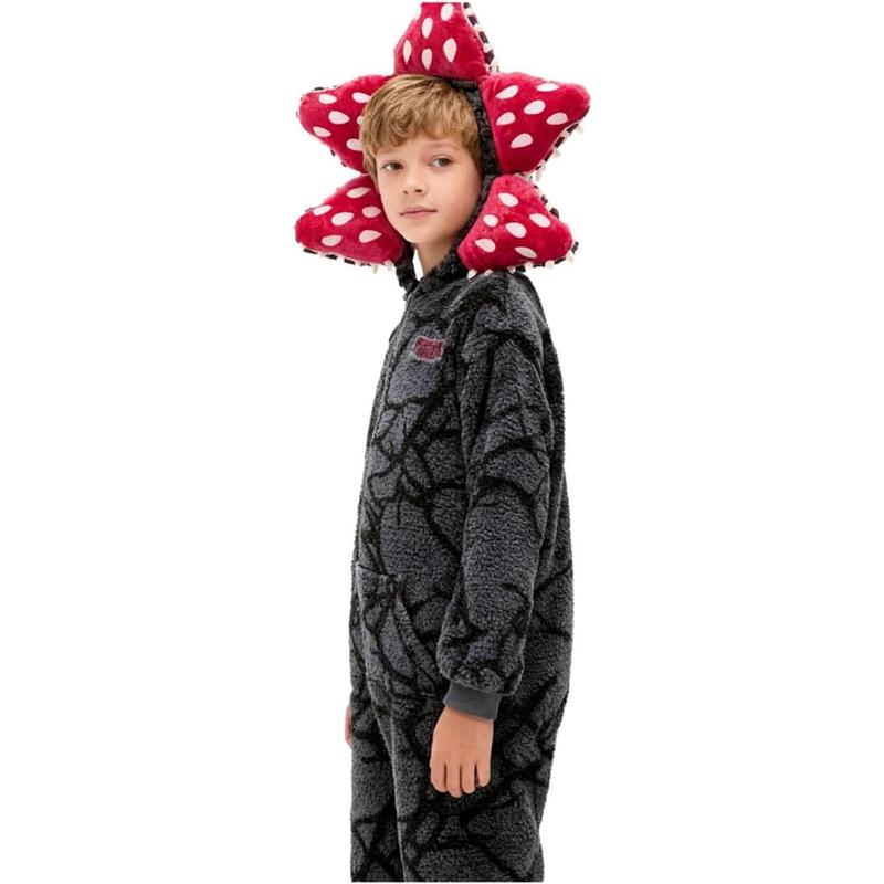 Novelty Demogorgon Onesie Costume | Stranger Things Pajamas for Adults & Kids | Hooded Jumpsuit Christmas Sleepwear, Fleece PJS for Cosplay, New Year Gifts