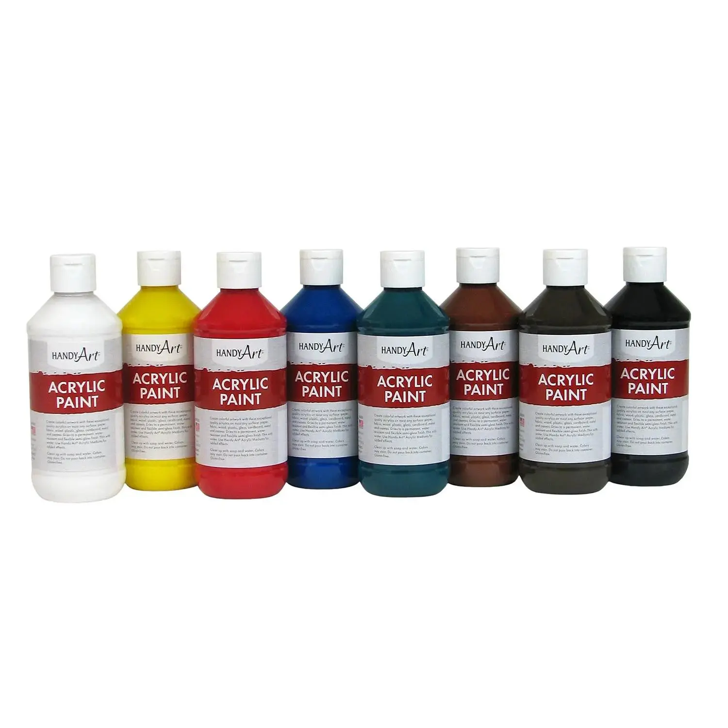 8 Oz. Basic Assorted Colors Acrylic Paint - Set of 8