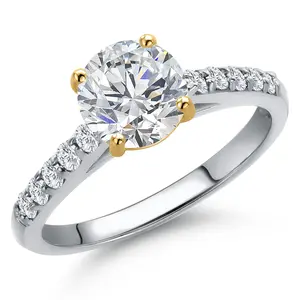 Gem Stone King 10K Two Tone Gold IGI Certified Lab Grown Diamond Engagement Ring For Women | 1.70 Cttw | Center Diamond Oval Cut 1.5 Ct | D-E Color | VS1-VS2 Clarity