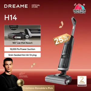 【Super Brand Day】DREAME H14 Series I / H12 Pro FlexReach Vacuum Mop, Wet and Dry Vacuum, 180° Lie-Flat Cordless Vacuum Mop Combo, 140°F Brush Washing, Fast Hot Air Drying in 5 Mins, Great for Sticky Steam Messes Cleaner Self Cleaning