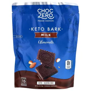 ChocZero Keto Bark, Milk Chocolate, Almond, 15 Mini Bars, 6 oz (170 g) ChocZero Keto Bark, Milk Chocolate, Almond, 15 Mini Bars, 6 oz (170 g)