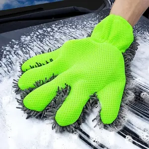 Double-Sided Microfiber Car Wash Gloves, Scratch-Free, Powerful Cleaning, Internal & External Use, No Damage to Paint, Multi-Purpose Detailing Tool