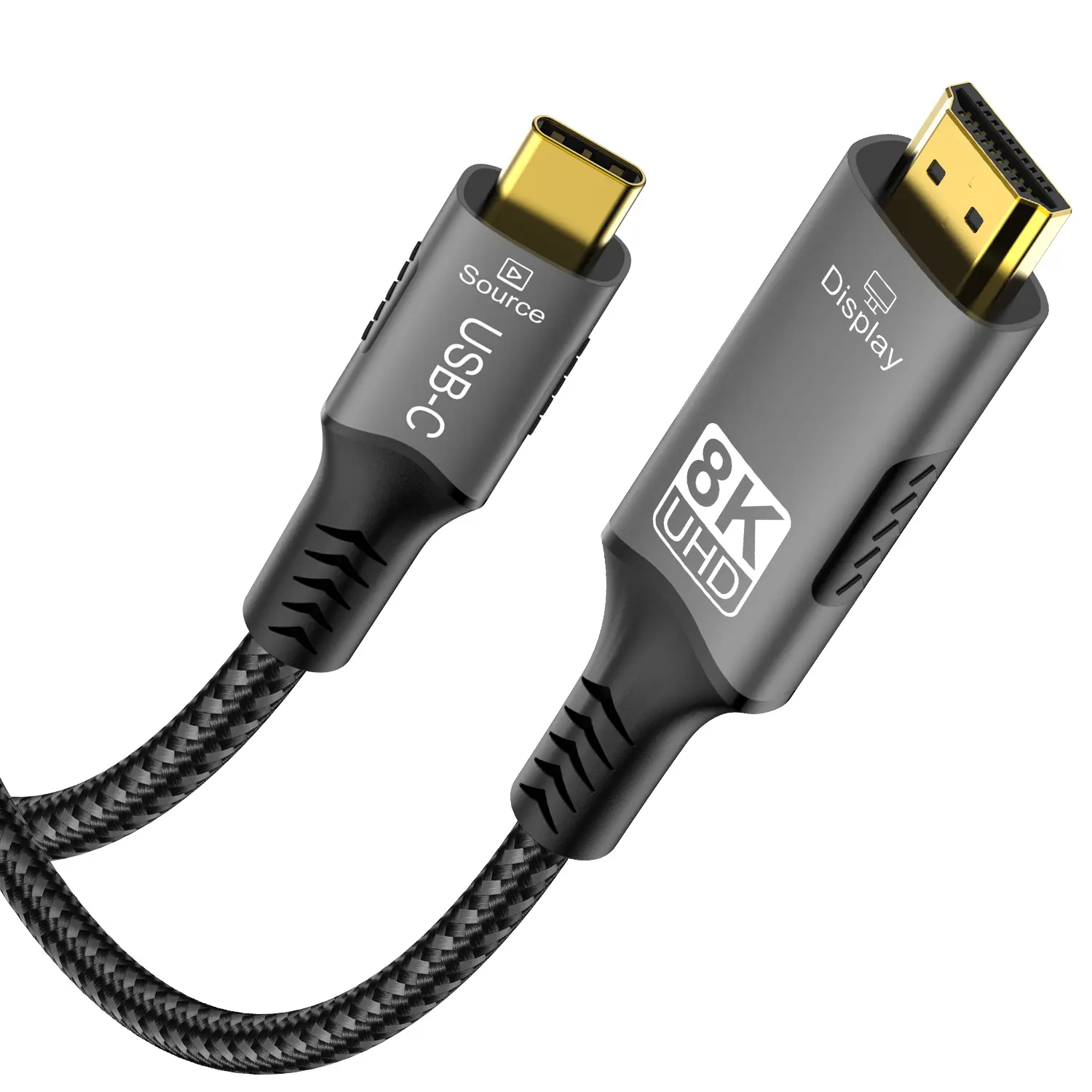 Durable Cotton Weave USB C to HDMI 2.1 Cable - 8K@60Hz, 4K@120Hz, Thunderbolt 3/4 Compatible, HDR Enabled, Anti-Slip Grip, Plug-and-Play, Unidirectional UHD Audio & Video Accessory for MacBook, Surface Pro
