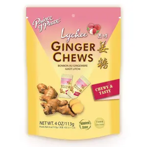 NY Spice Shop Lychee Ginger Chews - Ginger Candy - Individually Wrapped Healthy Candy  - 4Oz Bag Snack Fruit Mango Sweet Exotic Gummy