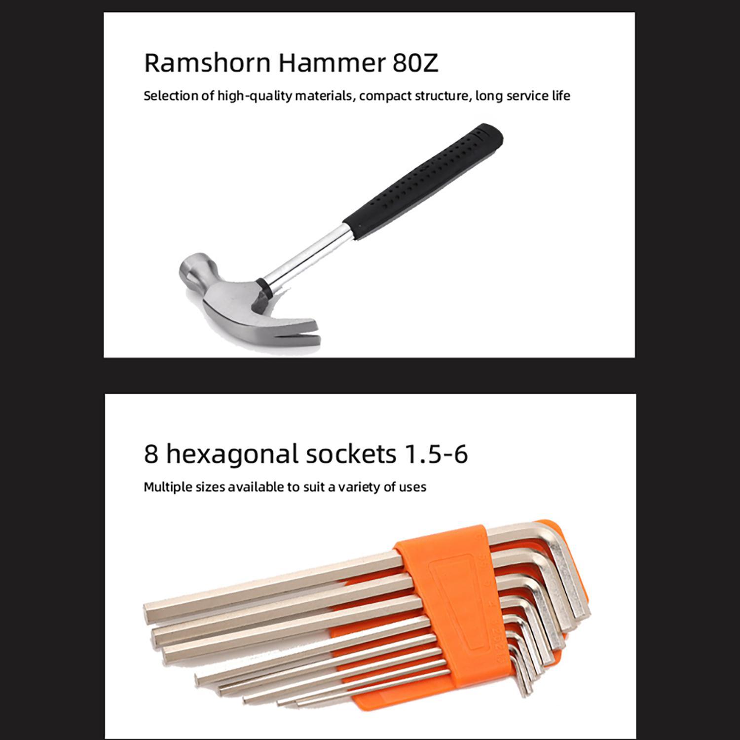 Portable Toolbox 23/20 Pieces Complete Home Repair Tool Set Includes Hammer Pliers and Screwdriver Durable Stainless Steel Easy to Store