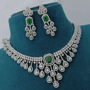 Elegant American Diamond Necklace Set / CZ Necklace/Indian Jewelry/elegant AD necklace/Silver