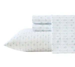 Wrangler Steer Head Stripe White/Blue Microfbr King Sheet Set