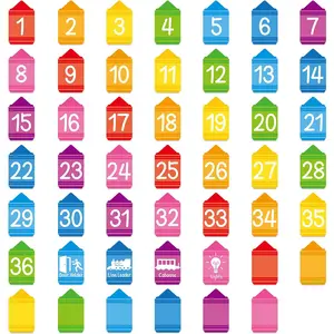 48Pcs Floor Stickers for Classroom Decorations Colorful Crayon Number Line Up Spots Stickers with Numbers 1-36 Crayon Shaped Decals Sitting Dots for Teachers Students Kindergarten Preschool Supplies